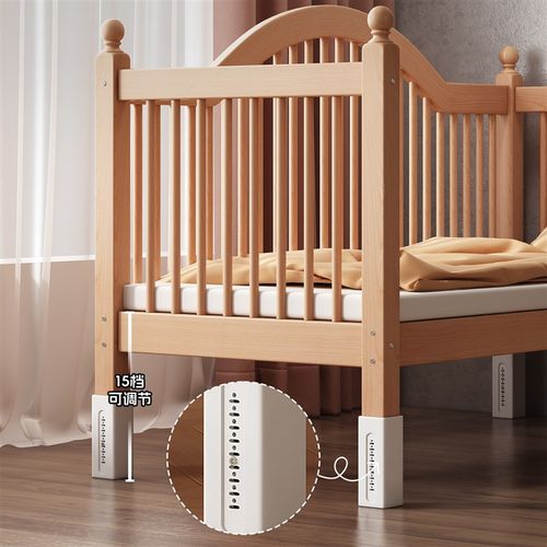 榉木拼接床儿童床实木加宽婴儿床宝宝床带护栏R床边床小床拼接大
