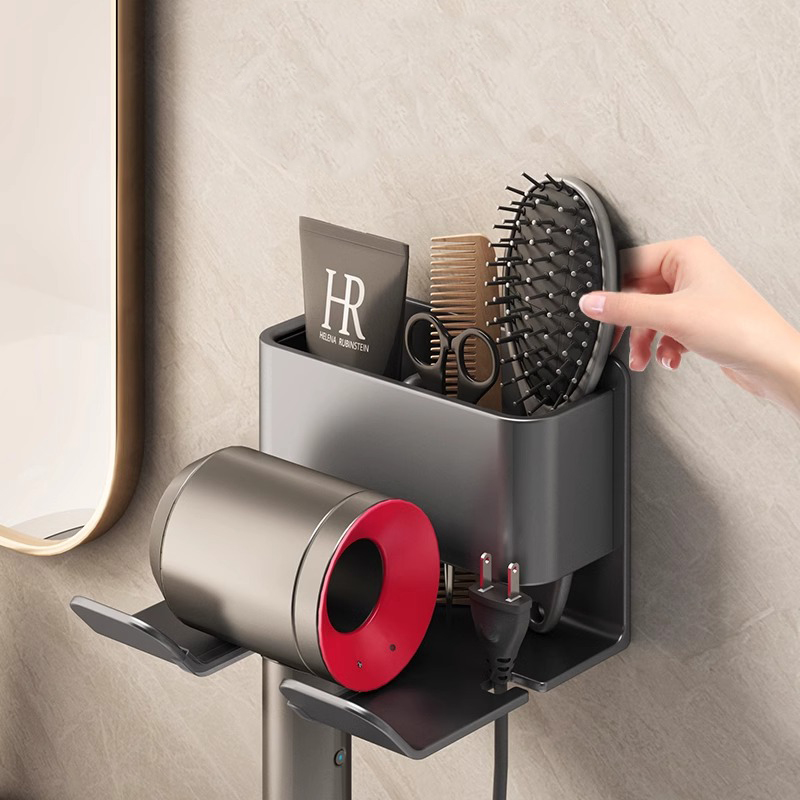 免打孔吹风机置物架卫q生间壁挂式电吹风支架浴室风筒收纳架子挂