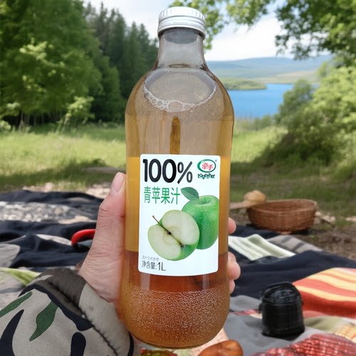 牵手100%青苹果汁1L玻璃瓶整箱
