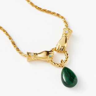 【金泰亨同款】Missoma手拉手吊坠项链轻奢小众孔雀石女颈链礼物