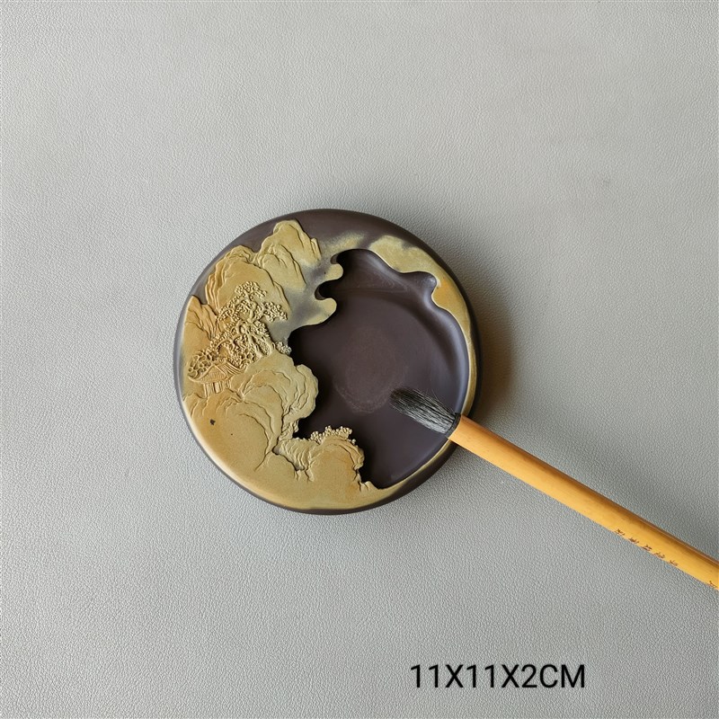 攀枝花苴却砚带盖山水砚台加龙砚艺文房四宝端砚歙砚洮砚