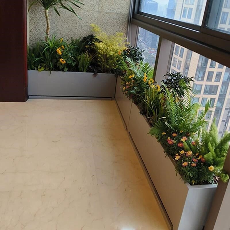 室内不锈钢花箱卡台阶阳台弧型景观花池造型花槽景种植箱定制