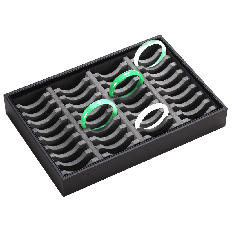 PU皮白底黑底手镯盒玉镯展示玉器店 手镯展示架首饰托盘子固定位