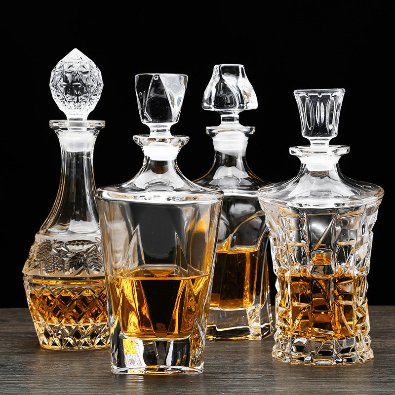 水晶玻璃酒樽红酒醒酒器家用威士忌瓶密封空瓶带盖洋酒瓶容器酒壶