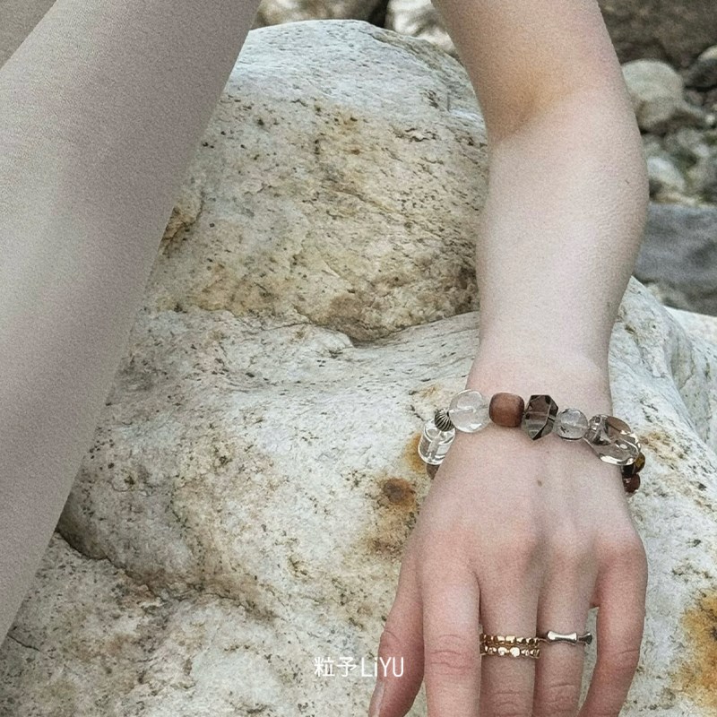 Liyu Liyu Lingyao水晶手链天然黄水晶白色水晶珠复古女性珠宝