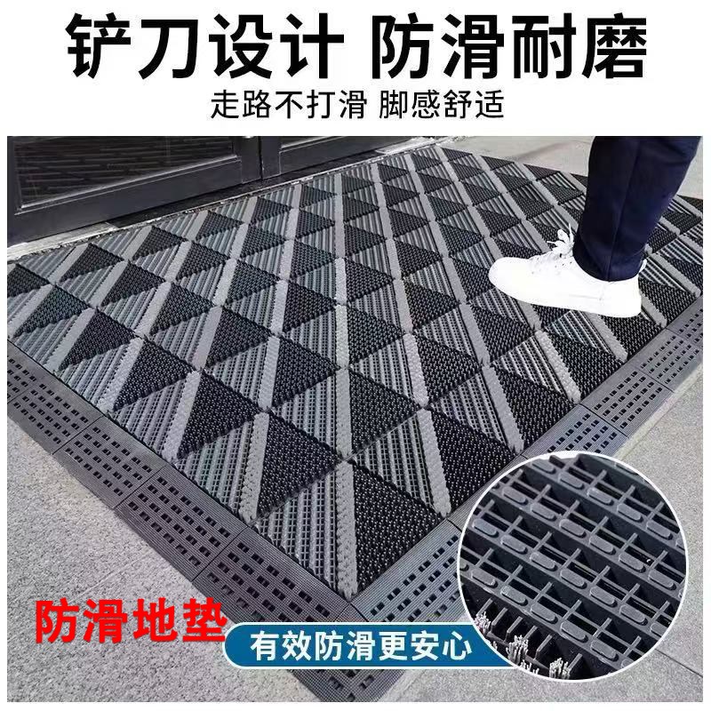 三合一防滑地垫入户门垫除尘蹭土垫酒店迎宾拼接地垫加厚镂空地垫