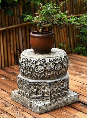 室内户外小院大门口装饰摆饰中式庭院人造石鼓门墩坐墩彷石凳底座