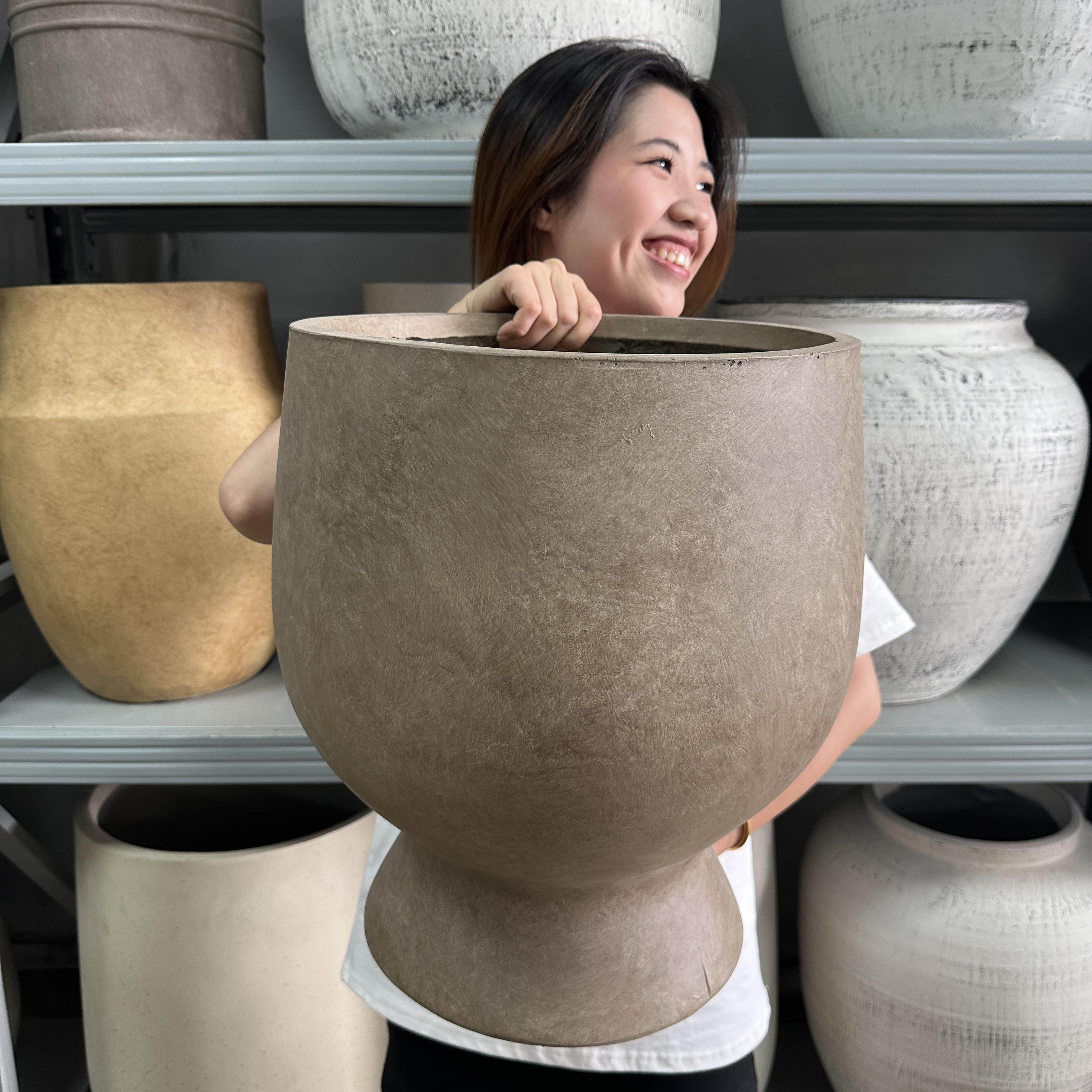 cm口径中古风花盆龟背芋大花盆原木风新中式工业风民宿专用花盆