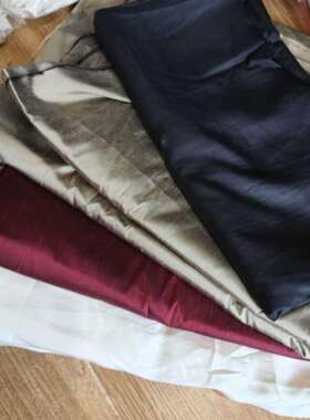 纯黑色真丝双宫布头面料素色丝绸桑蚕丝大布块零料真丝双宫布头