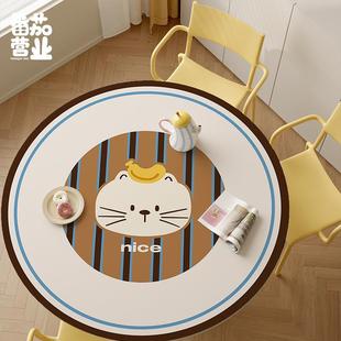 家用皮革防水防烫餐桌垫子卡通圆形餐桌布客厅茶几隔热垫免洗可擦