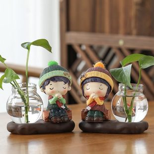 饰品小摆件 绿萝水培花瓶水养植物器皿容器鲜花插花盆器家居客厅装