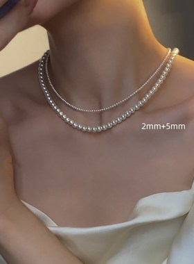 珍珠项链女多层叠戴双层施家珍珠项链颈链锁骨链2024新款爆款轻奢