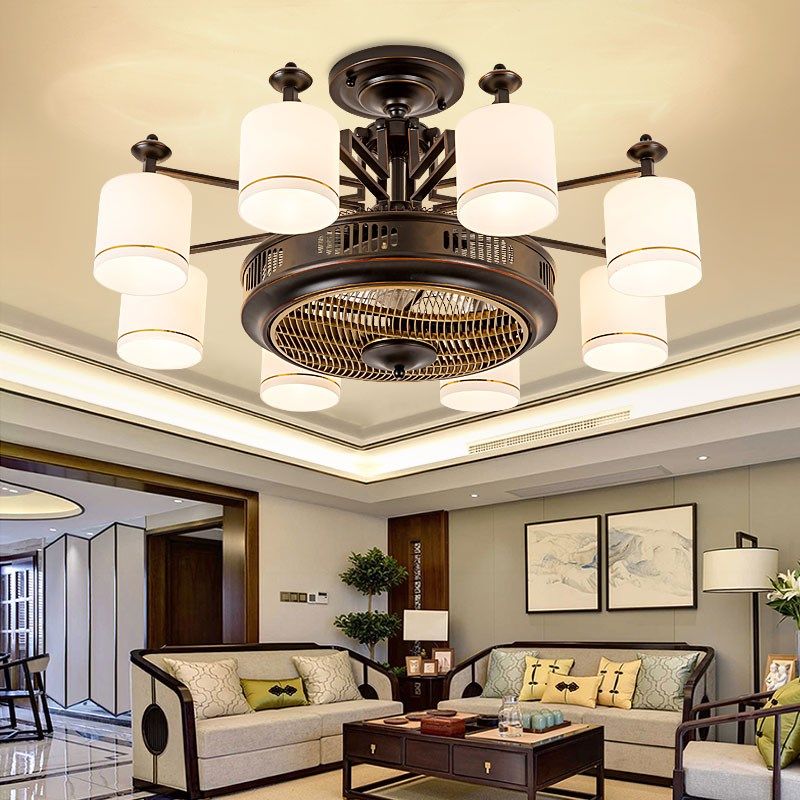新中式风扇灯吊扇灯负离子客厅餐厅现代餐厅卧室灯具家用风扇吊灯