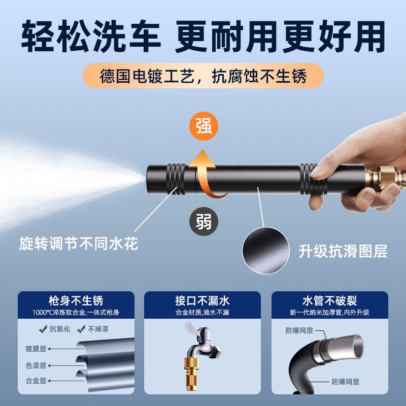 洗车水枪高压伸缩水枪增压软管多功能收纳强力洗地面家用浇花水管