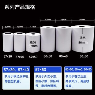 po收银纸通用58mm热敏收银纸57x50整箱外卖打单纸高档热敏打印纸
