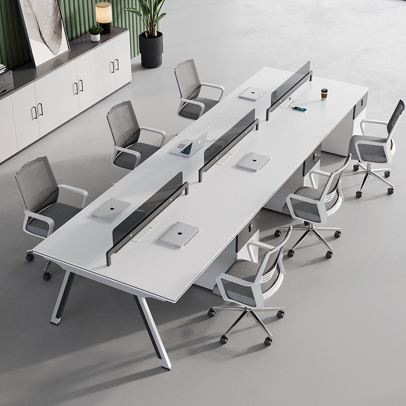 办公桌员工位四人工位简约现代面对面电脑桌带插座办公室桌椅组合