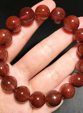 天然红发晶手链男女情侣手串褐红密集顺发满发本命年红水晶彩发晶