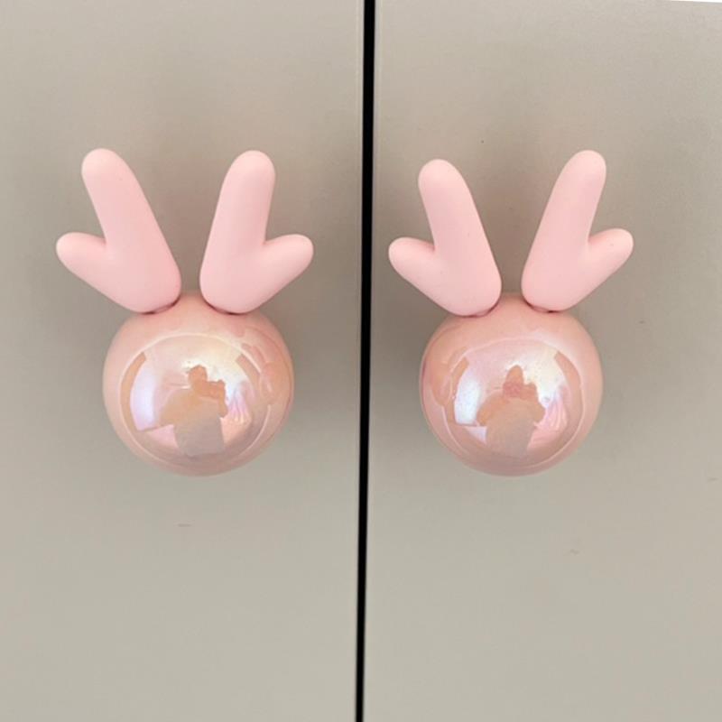 原创可爱小鹿拉手儿童房定制衣柜门橱柜子抽屉创意彩色单孔小把手