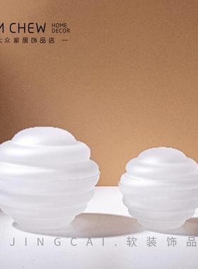 现代轻奢白色蓝多款储物罐水晶玻璃玄关电视柜收纳盒创意桌面摆件