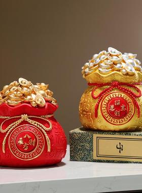 中式八方来财聚宝盆创意摆件客厅玄关博古架乔迁新居装饰招财进宝