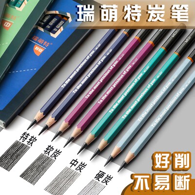 瑞萌特炭笔美术生软炭软中硬特软碳笔14b中性素描速写笔绘画套装