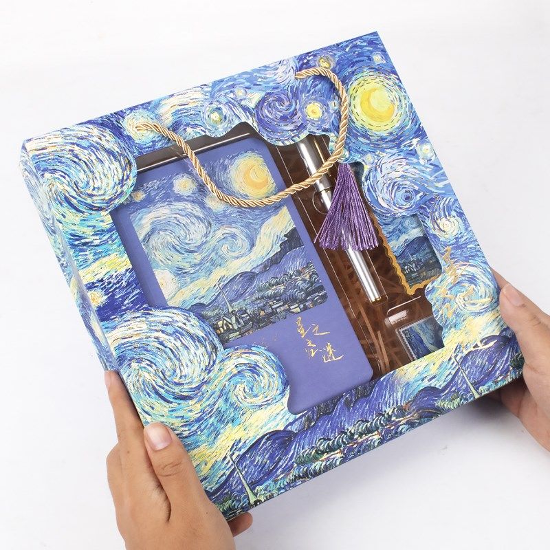 大角色欢喜礼盒梵高的夜开学送礼手提星空艺术画套盒笔记本子礼盒,文具电教/文化用品/商务用品,笔记本/记事本,淘宝优惠券,粉丝福利购,淘宝优惠卷
