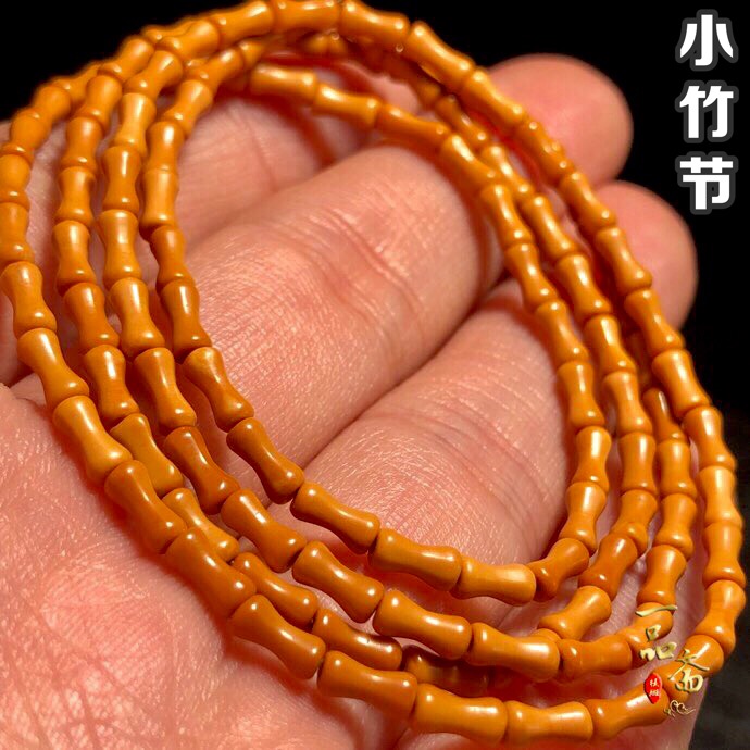 橄榄核雕竹节佛珠项链手串手持手链脖挂长串单籽配链骨头文玩配饰