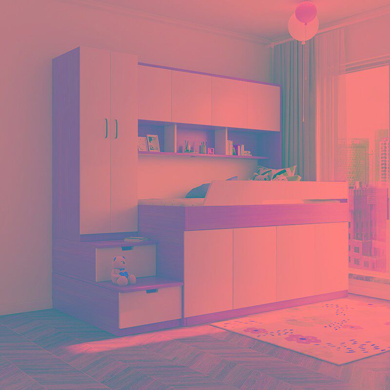 儿童半高床男女生衣柜床储物收纳小户型上床下柜多功能组合床