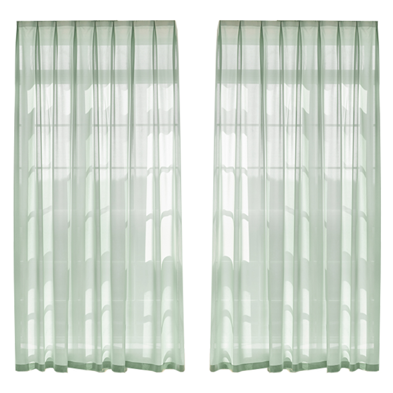 艾草防蚊纱帘透光不透人绿色窗帘田园风小清新窗纱阳台遮阳帘窗纱