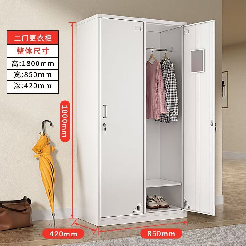 苏州2门员工更衣柜换衣铁皮柜二门带锁挂衣柜宿舍储物柜收纳柜子