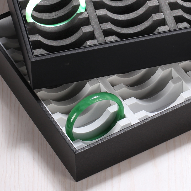 PU皮白底黑底手镯盒玉镯展示玉器店 手镯展示架首饰托盘子固定位