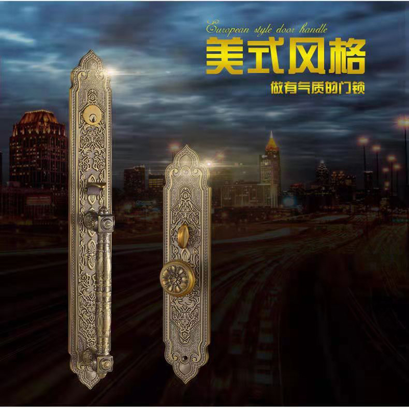欧式豪华别墅大门锁复古子母门双开门对开门入户门家用实木门锁具