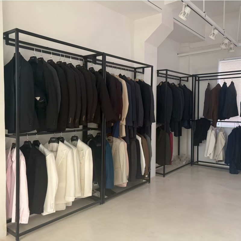 服装店展示架落地式挂衣架照相馆礼服专用货架婚纱店西服双层架子