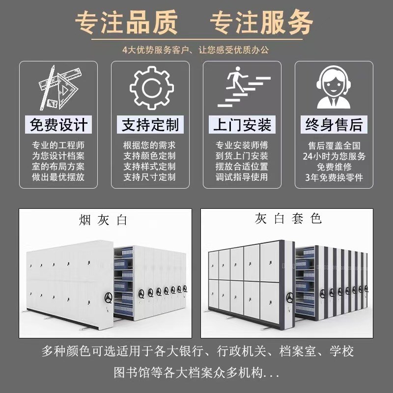 智能密集架密集柜手摇电动档案密集架移动资料架凭证柜医院病历架