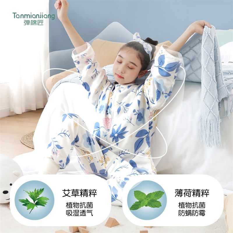 睡袋儿童春秋款纱布宝宝分腿纯棉薄款小学生四季通用中大童防踢被