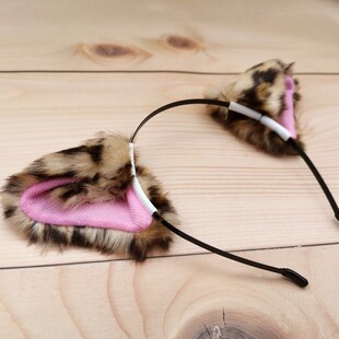 COS动漫化妆舞会表演立体款妖狐豹纹头箍发夹毛绒猫耳朵发箍