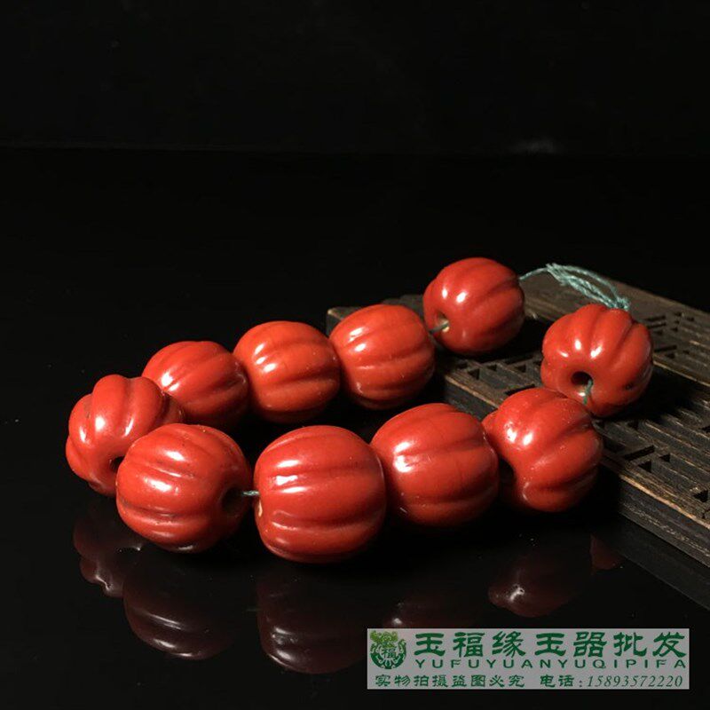 古董古玩杂项 老琉璃珠 南瓜珠散 珠子 串珠佛珠手链DIY配包邮件