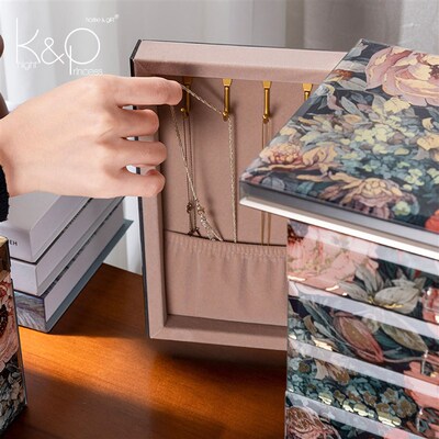 KP高档首饰盒精致抽屉式大容量饰品收纳盒珠宝项链生日结婚礼物