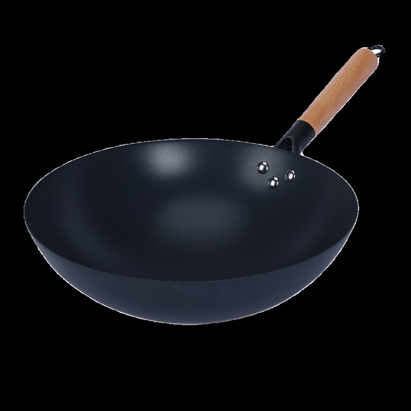 czcm炒锅家用氮化款轻便女士不沾锅圆底老式明火无涂层铁锅炒锅