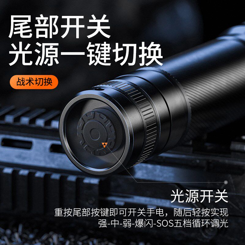 神火强光手电筒迷你超亮户外家用变焦可充电远射小型便携耐用战术