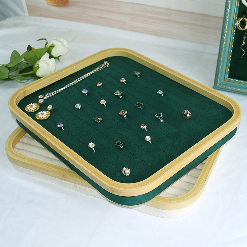竹木带盖戒指盒防尘首饰托盘耳钉耳环收纳盒子百位指环展示盒摆件