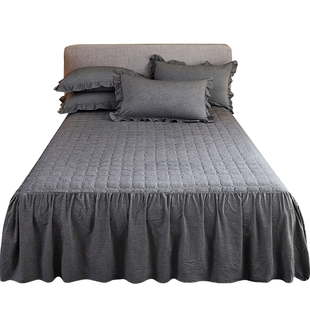 纯棉床罩夹棉加厚床裙式 单件全棉单双人防滑1.5m1.8x2.0米2.2床套