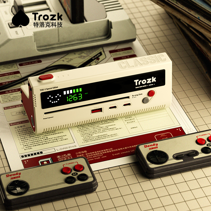 Trozk特洛克拖线板插排红白机插座桌面电竞排插接线板插线板usb