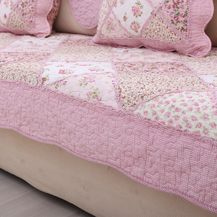 纯棉粉色公主风田园清新小碎花布艺坐垫韩式防滑四季通用沙发巾套