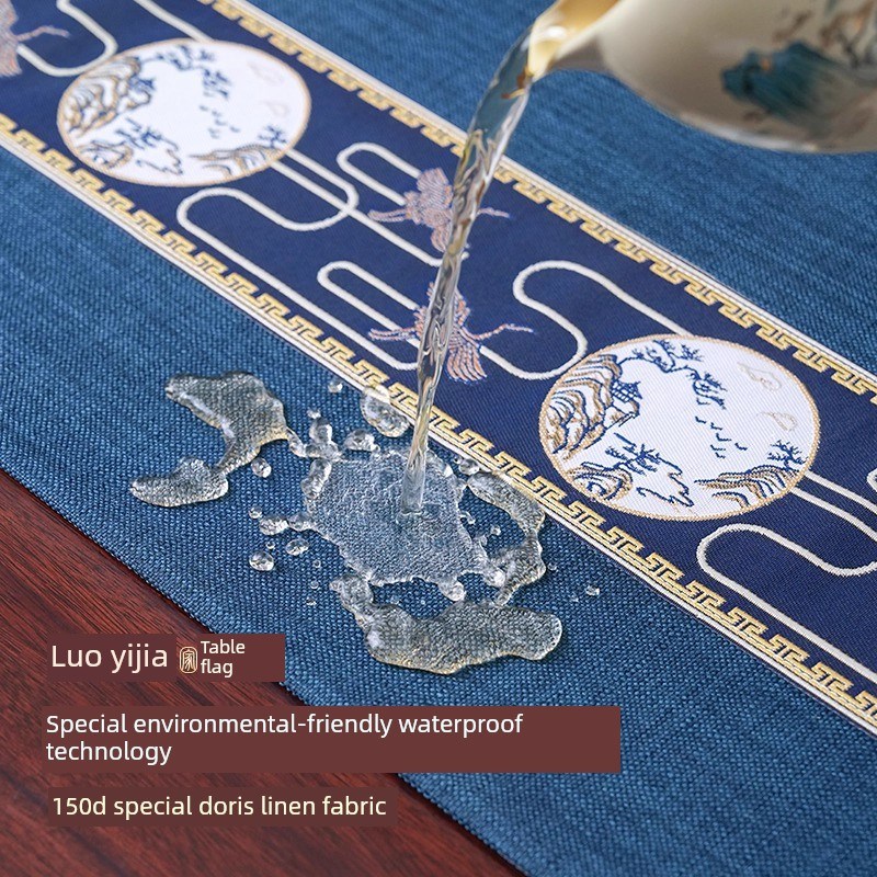 骆易家吉祥防水桌旗新中式禅意茶席轻奢茶桌垫布长条茶旗茶台桌布