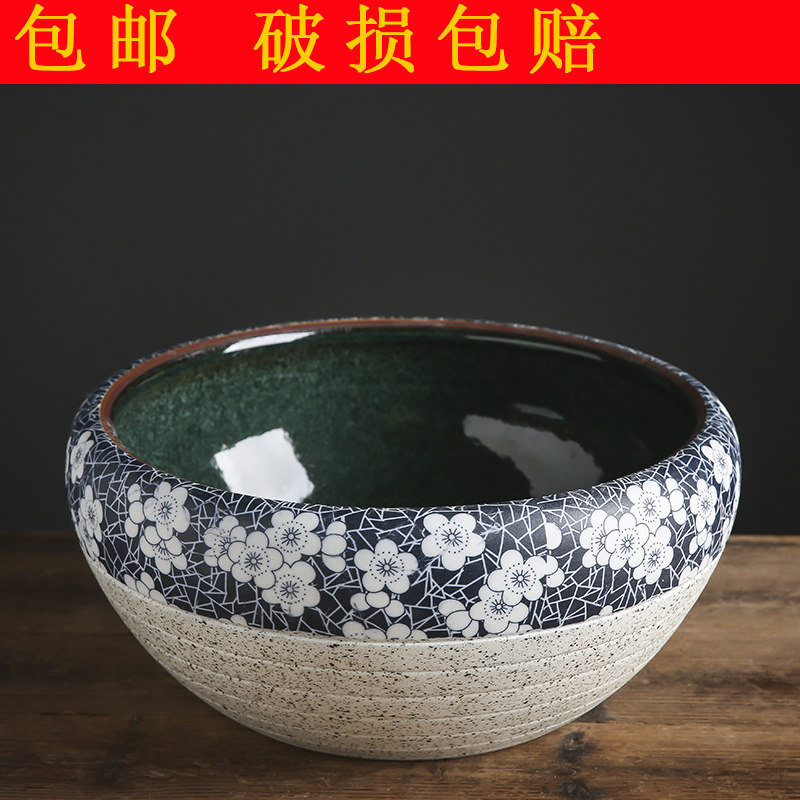 景德镇陶瓷鱼缸包邮手绘桌面大号家居摆件养金鱼缸乌龟睡莲荷花盆
