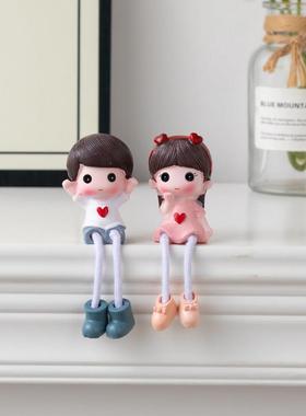 客厅桌面电视柜装饰娃娃摆件 小号迷你办公书桌装饰卡通吊脚娃娃