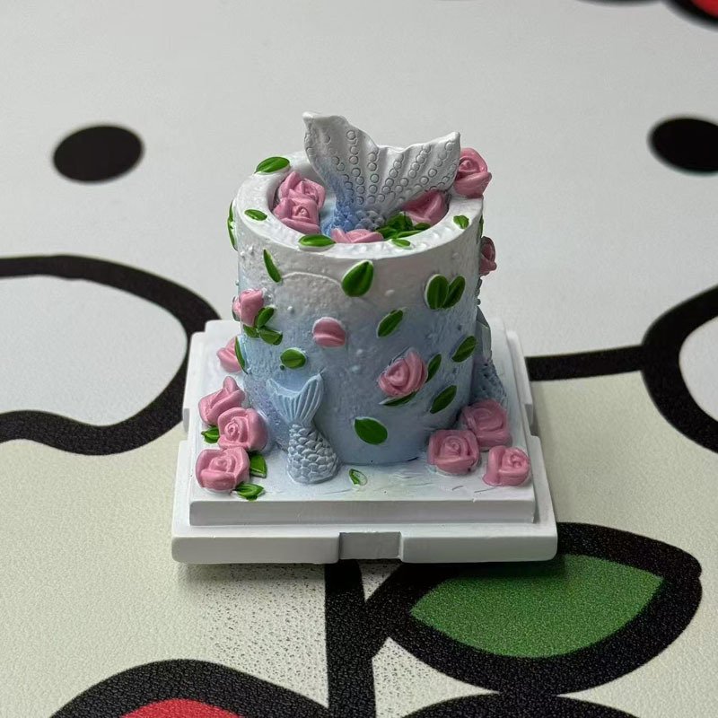 创意食玩树脂冰箱贴  仿真美人鱼蛋糕磁力贴手工立体生日蛋糕摆件