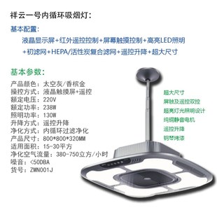 麻将吸烟灯棋牌室净化灯空气净化器麻将馆除抽烟遥控升降吊灯