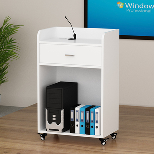 店接待台迎宾台售楼部酒店咨客台培训班用演讲台发言台白色桌子